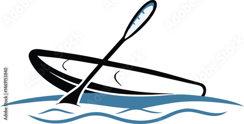 Vector art shows a silhouette drawing of a surfer and a boat in the sea, a sport icon