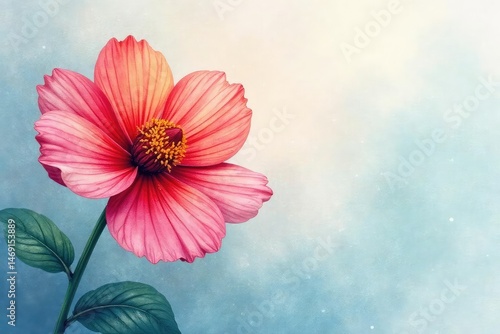 Vibrant watercolor painting of a single blooming flower , colorful, petals