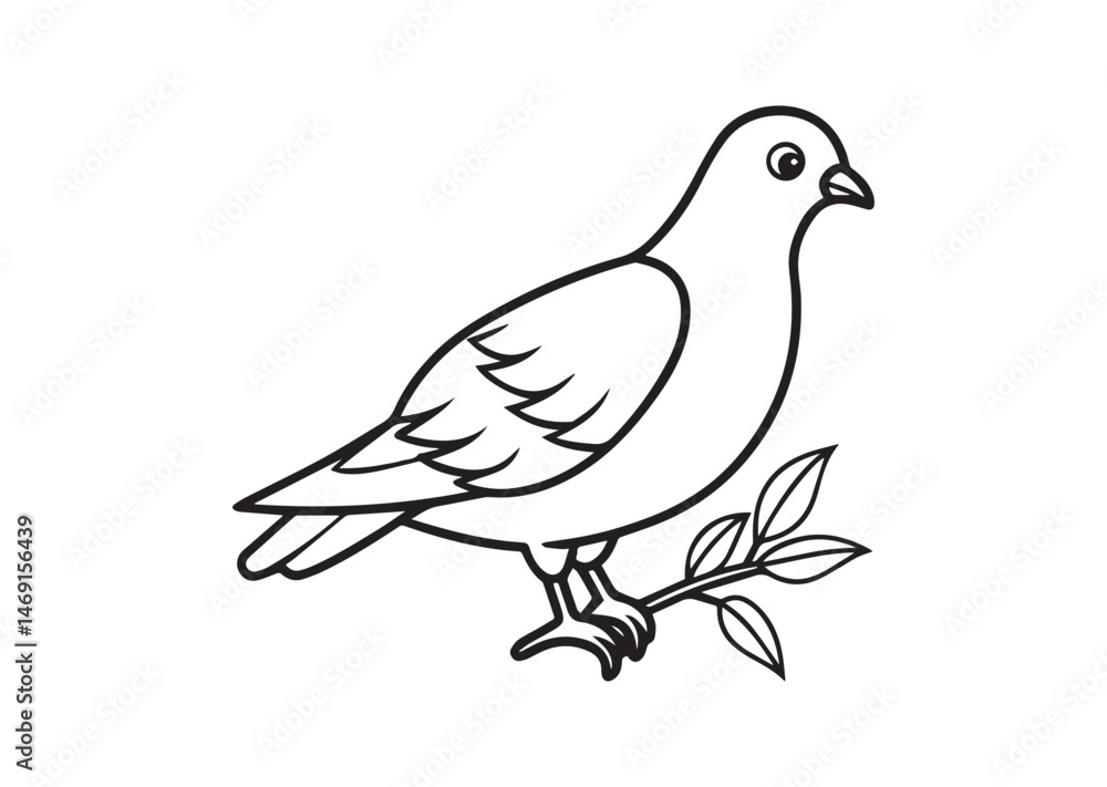Dove with Branch Silhouette Vector Dove with Branch Silhouette Vector