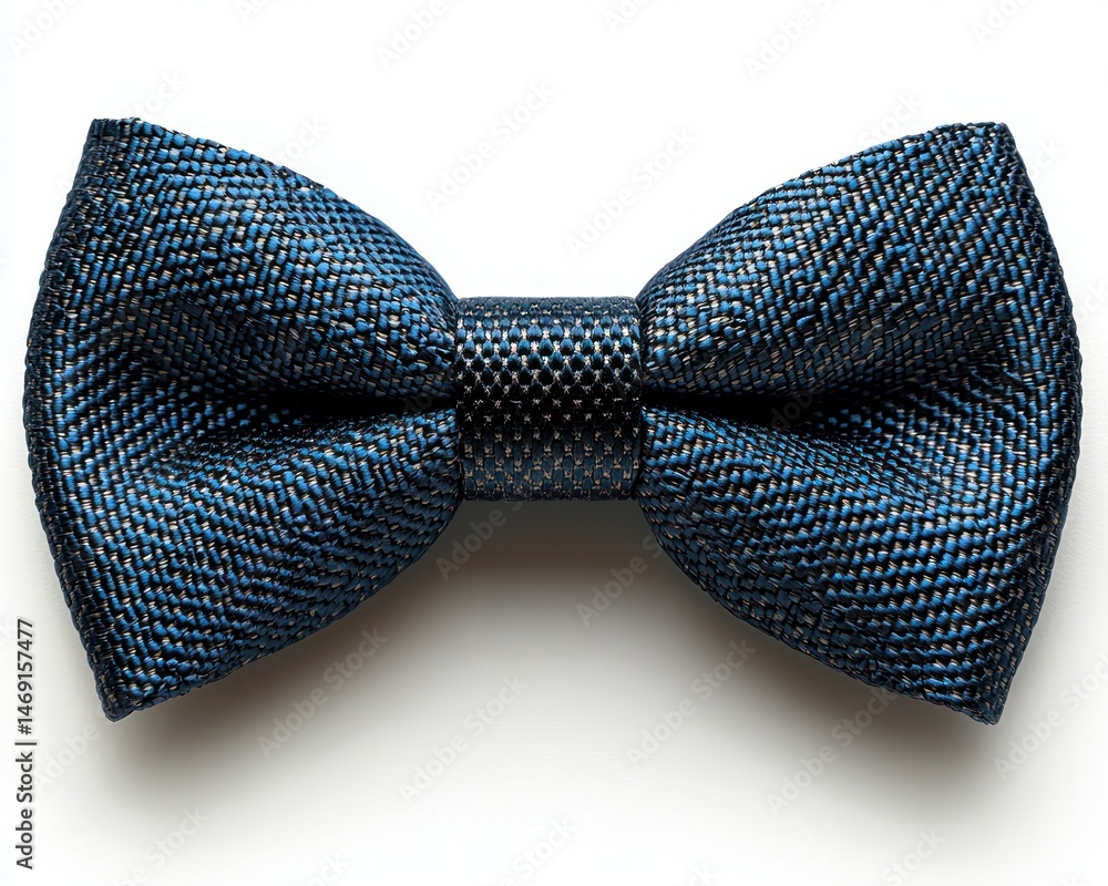 Elegant blue and black textured bow tie displayed on a neutral background Elegant blue and black textured bow tie displayed on a neutral background