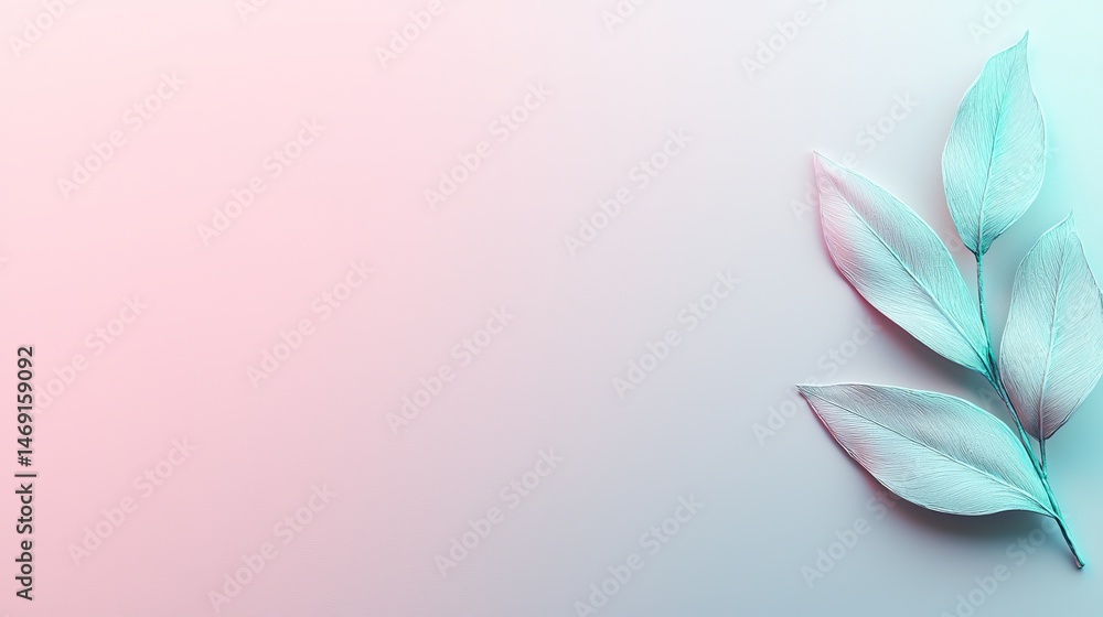 Soft Pastel Background with Delicate Leaves in Minimalist Style Soft Pastel Background with Delicate Leaves in Minimalist Style