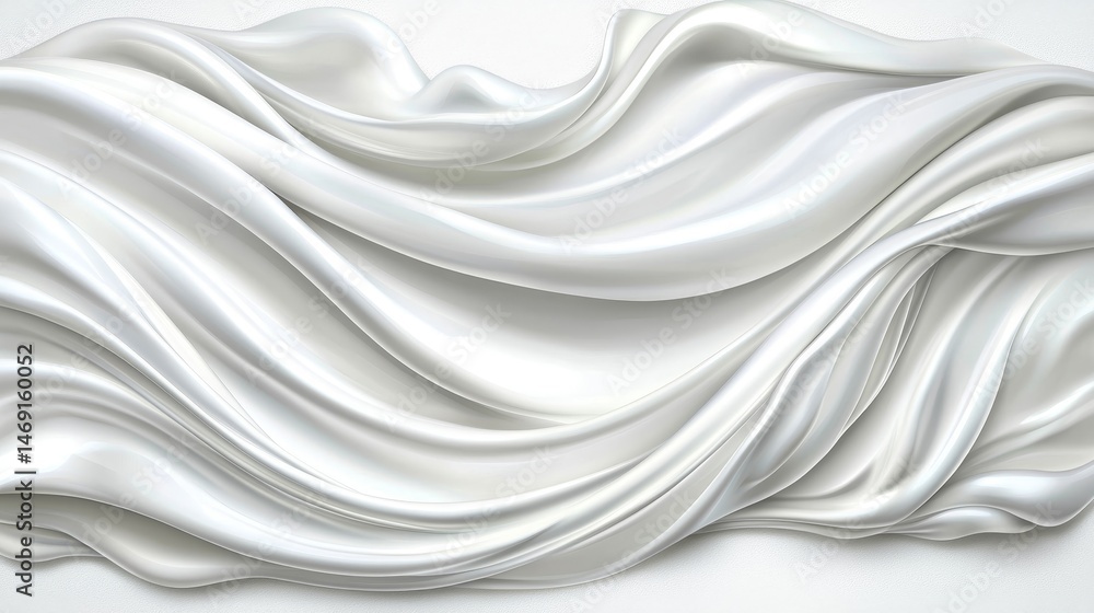 Obraz premium Soft White Silk Fabric Waves Flowing Over Surface in Elegant Fashion Background