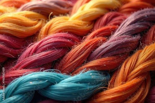 Close-up of textured fiber background, showing intricate weave and natural fibers , straw, linen, background