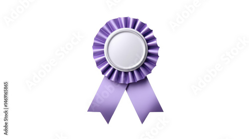 Lavender Purple Award Ribbon Rosette Badge with Blank Center for Winner Achievement Success Recognition