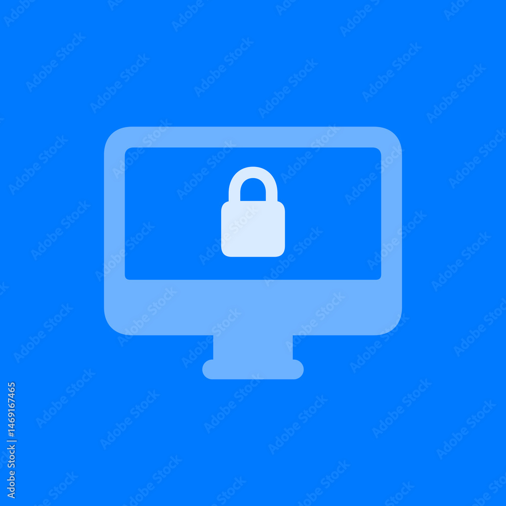 Desktop Computer Lock Icon Desktop Computer Lock Icon