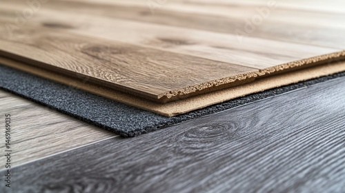 Cross-Section of Laminate Flooring Illustrating Construction Layers and Texture