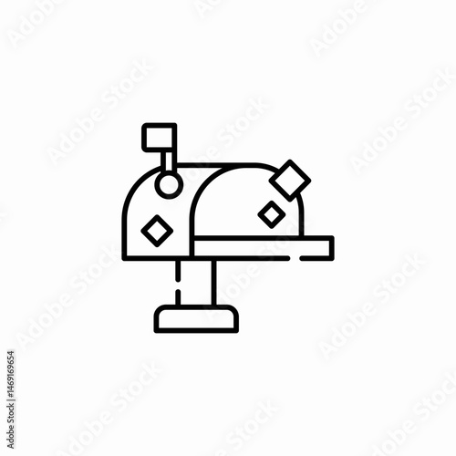 mailbox flag icon sign vector