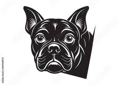 Bulldog Peeking Silhouette Vector