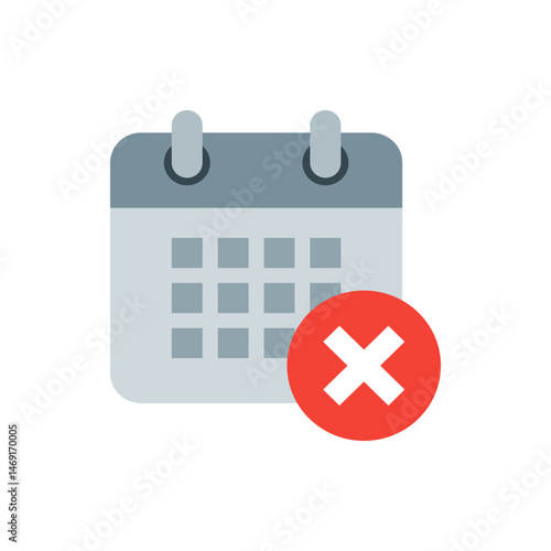 Calendar icon with a red circle and white x symbol indicating cancellation or deletion of an event date