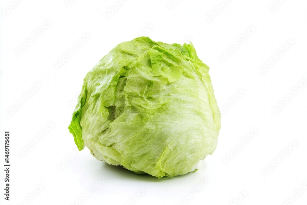 Whole head of iceberg lettuce on white background
Whole head of iceberg lettuce on white background