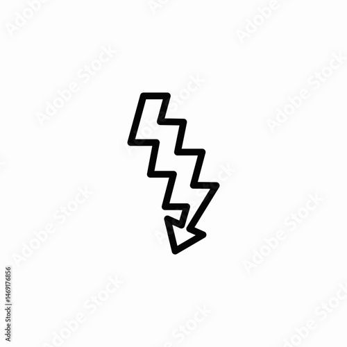 zap down icon sign vector