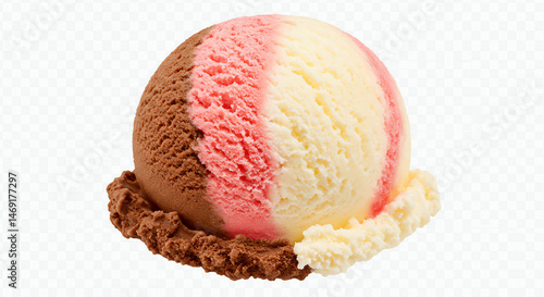 Neapolitan ice cream scoop three flavors