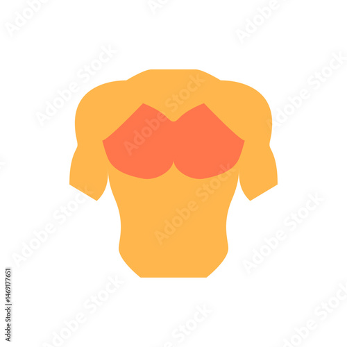 Illustration of a muscular torso with orange chest and yellow skin tone on a white background drawing