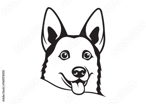 German Shepherd Peeking Cute Dog Silhouette Vector