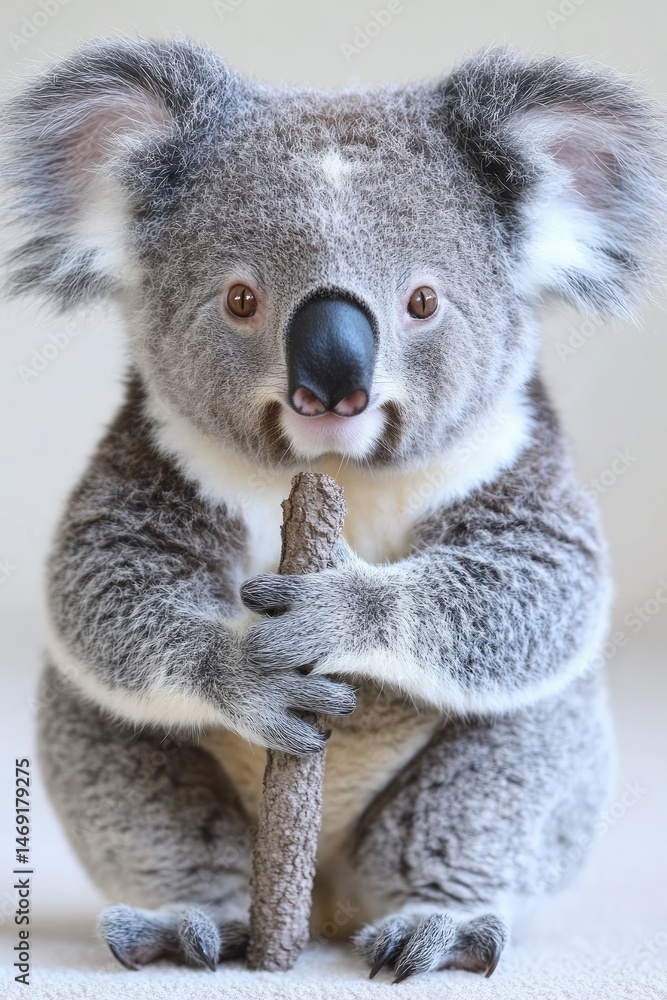 Fototapeta premium Adorable koala holding a stick