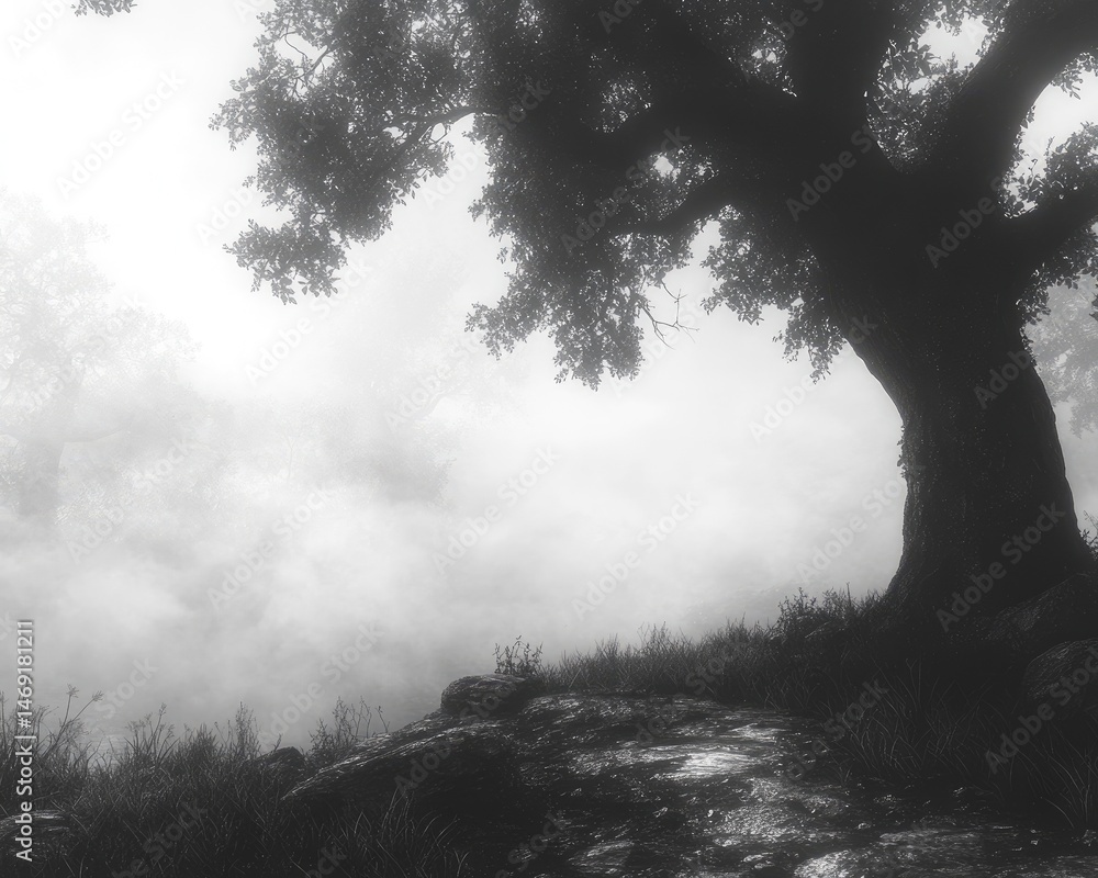 Fototapeta premium Misty Forest Landscape