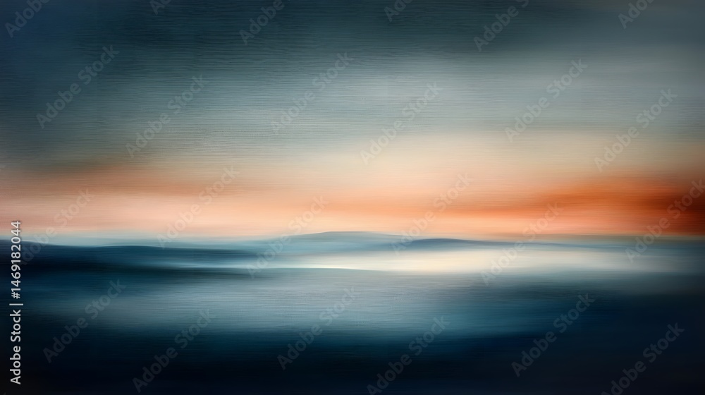 Fototapeta premium Abstract Landscape with Soft Colors and Blurred Horizon in Gentle Waves