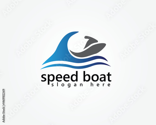 creative jet ski and speed boat logo, jet ski abstract and waves, logo design template