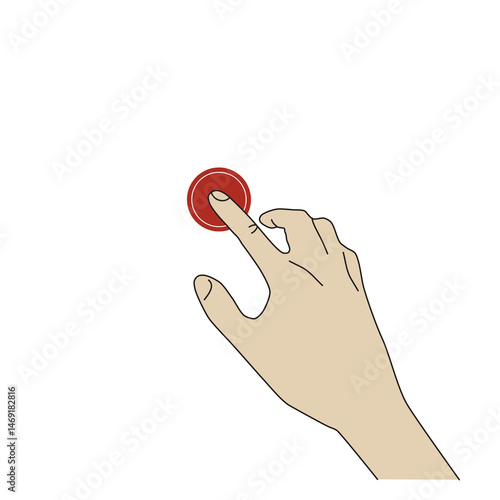 The gesture of pressing a finger on a button