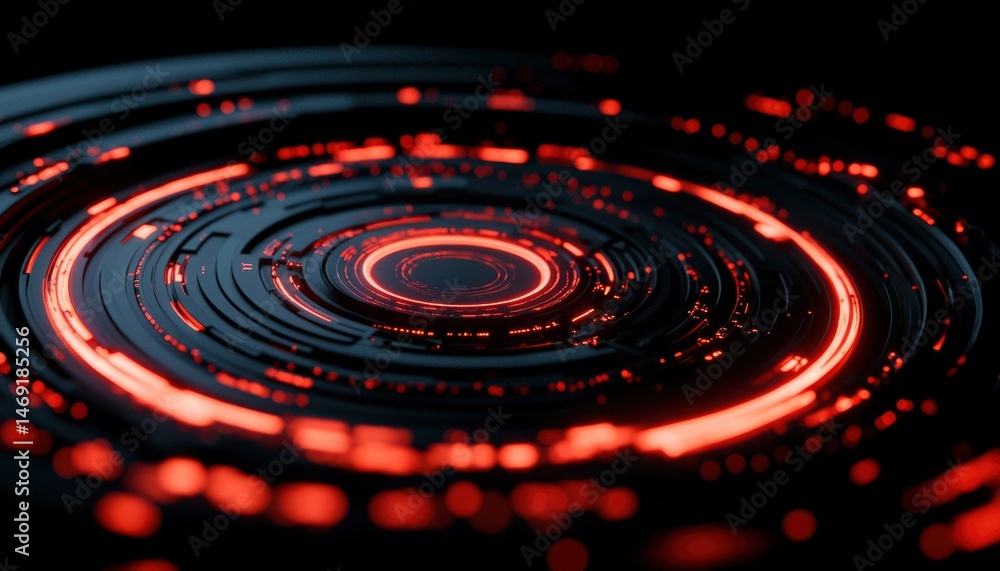 Obraz premium Abstract concentric circles, glowing red rings
