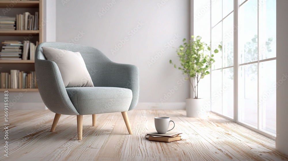 Fototapeta premium Cozy Reading Nook with Natural Light and Comfortable Chair