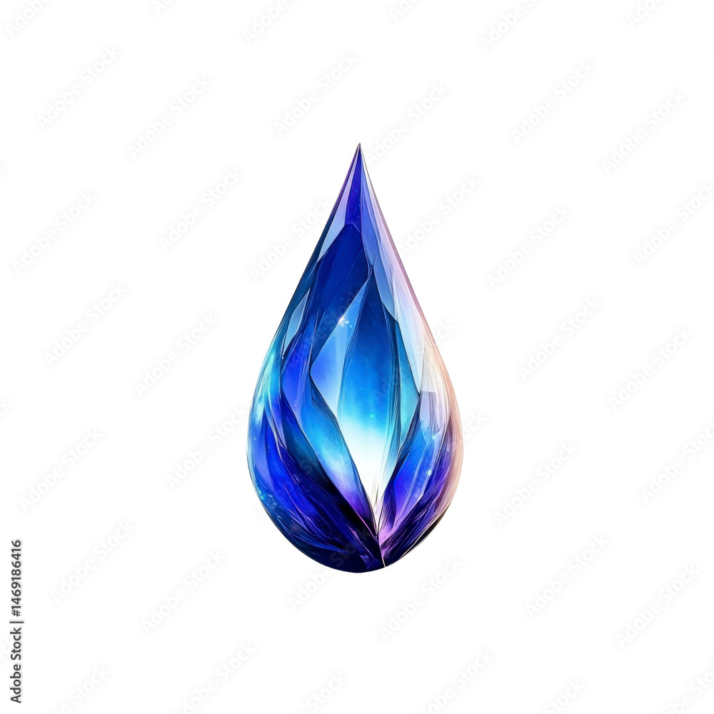 Obraz premium Luminous Sapphire Teardrop Abstract Water Drop Jewel