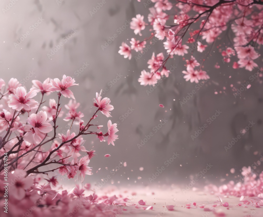 Abstract pink sakura petals softly falling on a dreamy, blurred background , macro, sakura, serenity Abstract pink sakura petals softly falling on a dreamy, blurred background , macro, sakura, serenity