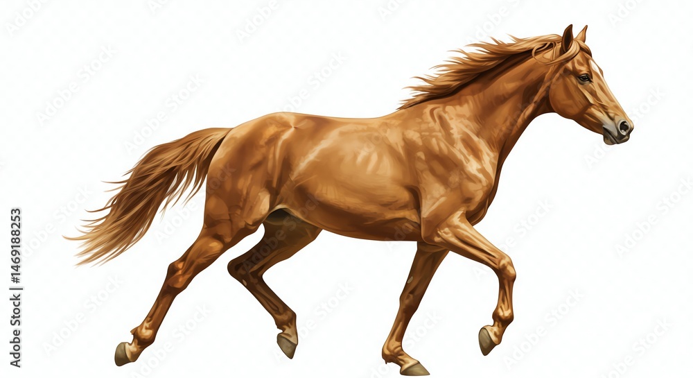 Fototapeta premium Chestnut horse running animal equine mammal