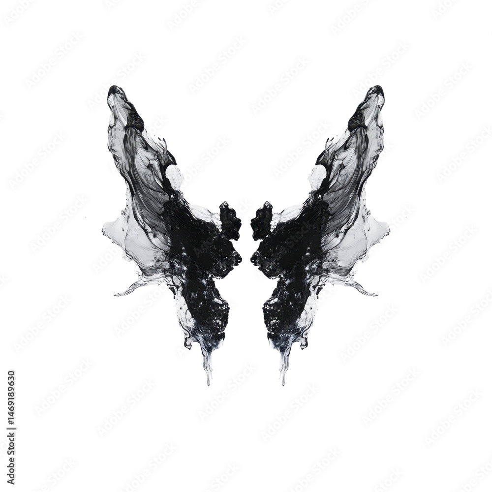 Obraz premium Abstract Black and White Ink Rorschach Butterfly