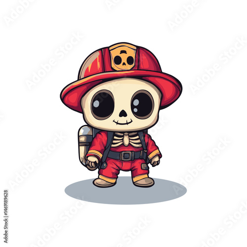 cute firefighter skull mascot vector design