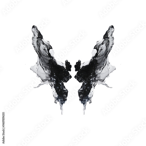 Abstract Black and White Ink Rorschach Butterfly