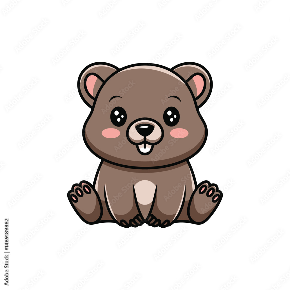 Fototapeta premium cute cartoon vector wombat isolated on the white background