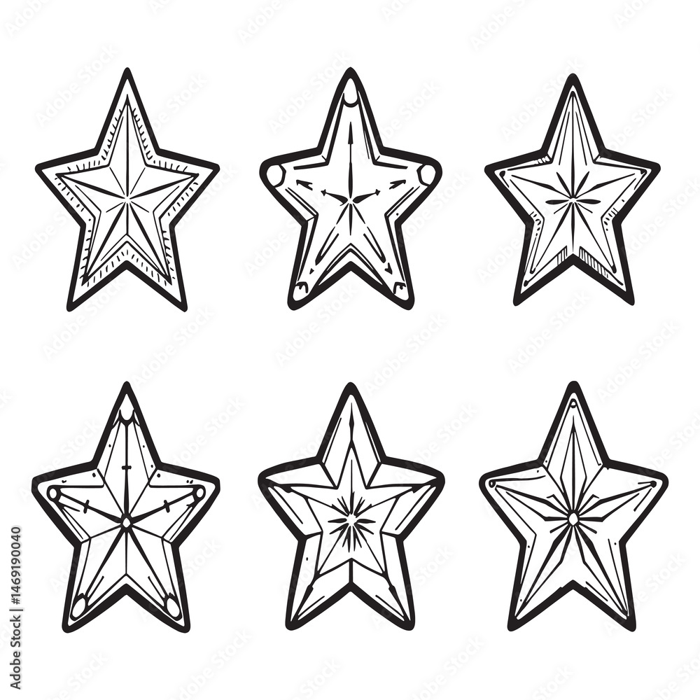 Minimalist Line Art of Christmas Star Decoration Design Minimalist Line Art of Christmas Star Decoration Design