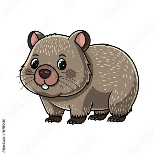 cute cartoon vector wombat isolated on the white background