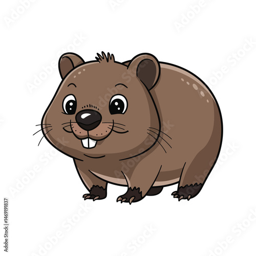 cute cartoon vector wombat isolated on the white background