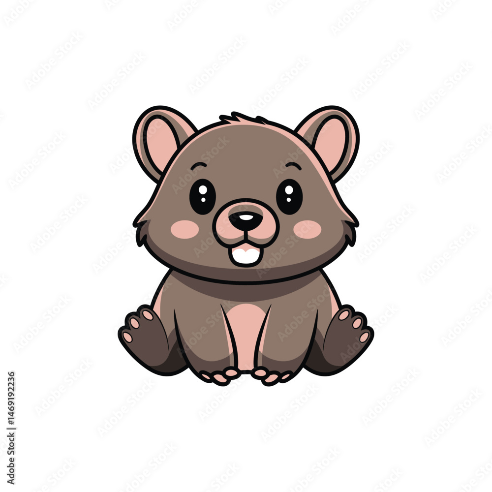 Naklejka premium cute cartoon vector wombat isolated on the white background