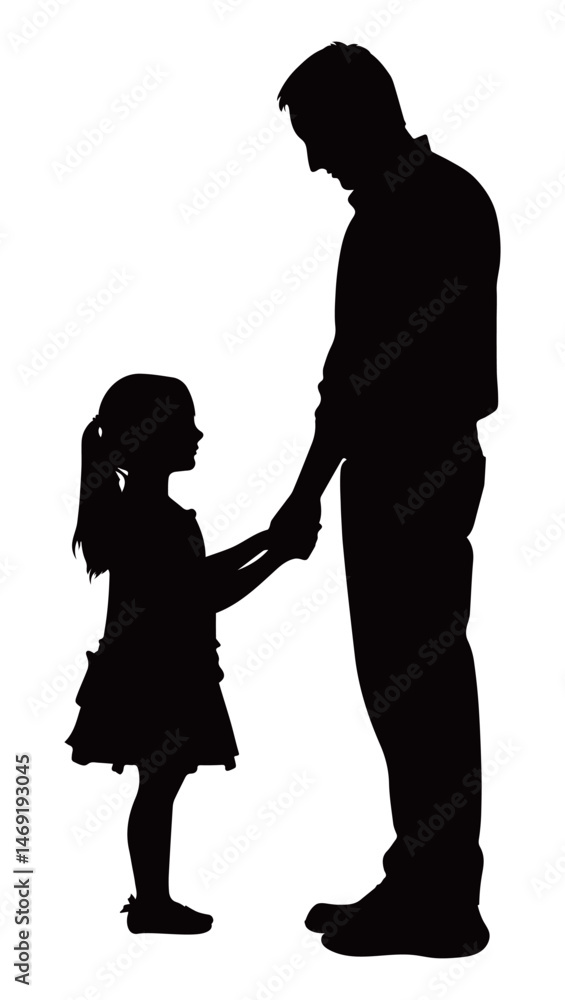 Father and Daughter Family side View Illustration Father and Daughter Family side View Illustration