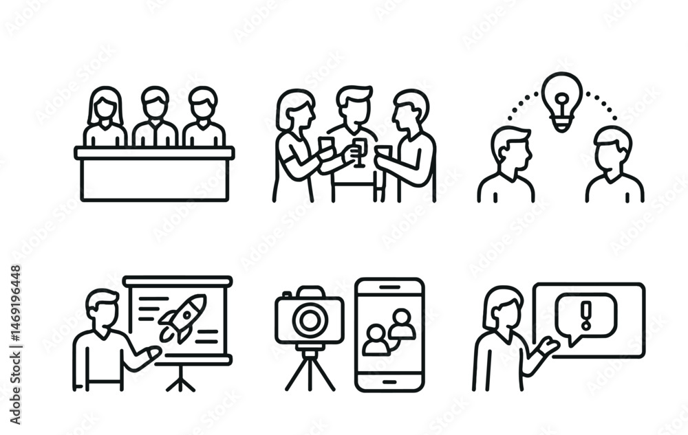 Business meeting and collaboration icons for presentations and communication design Business meeting and collaboration icons for presentations and communication design