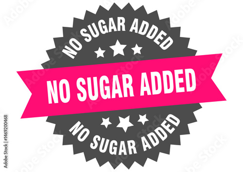 no sugar added. no sugar added round pink label isolated on transparent background