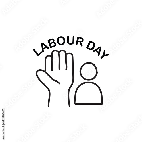 Labour Day celebration icon, showing a hand and a person, signifying worker's day