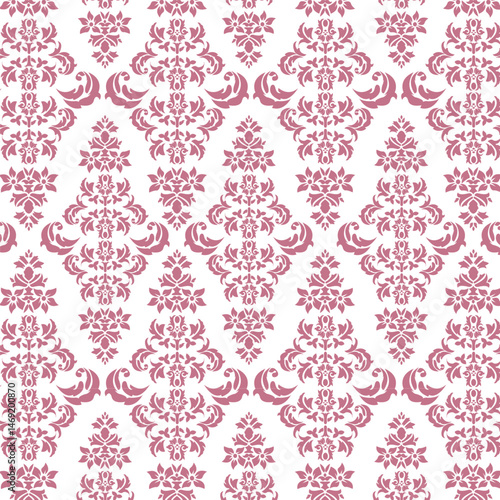 Seamless pattern with damask ornaments. Textured background.