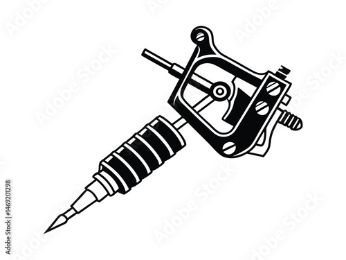 Tattoo gun machine silhouette icon. Clipart image isolated on a white background
