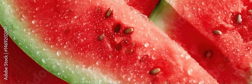 Close-up View of a Juicy Watermelon Slice Showcasing Vibrant Color, Texture, and Seeds During Summer Days in a Garden Setting Generative AI