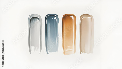 The digital painting features four vertical rectangular color swatches, each with a muted, earthy tone, hand-painted texture, soft brush strokes, and subtle shading, set against a white background.