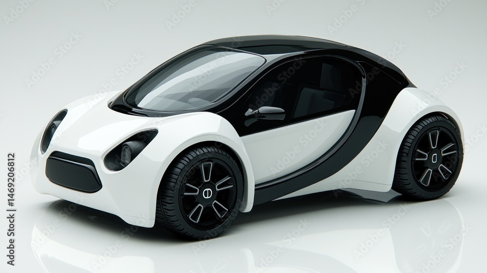 Modern, futuristic, white and black car design Modern, futuristic, white and black car design