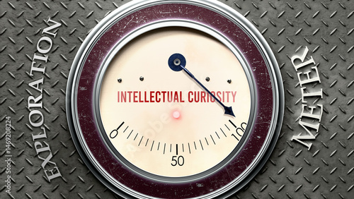Intellectual Curiosity and Exploration that is hitting a full scale, showing a very high level of intellectual curiosity, overload of it, too much of it. Maximum value. ,3d illustration