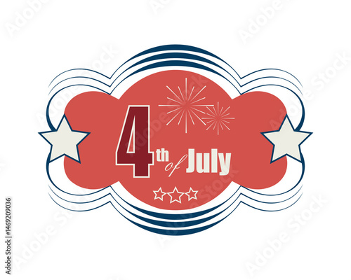 Curly wavy oval frame, American Independence Day, best choice.