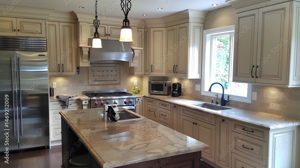 Fototapeta premium luxury kitchen stainless steel appliances -