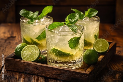 Wallpaper Mural Refreshing cocktails garnished with lime and mint. Torontodigital.ca