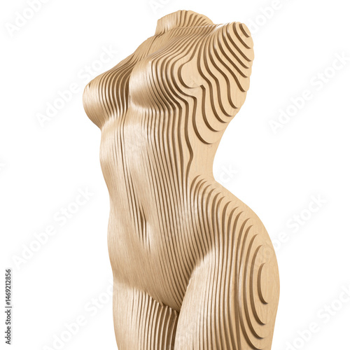 Fotografía Parametric Sculpture Woman Body Light Wood